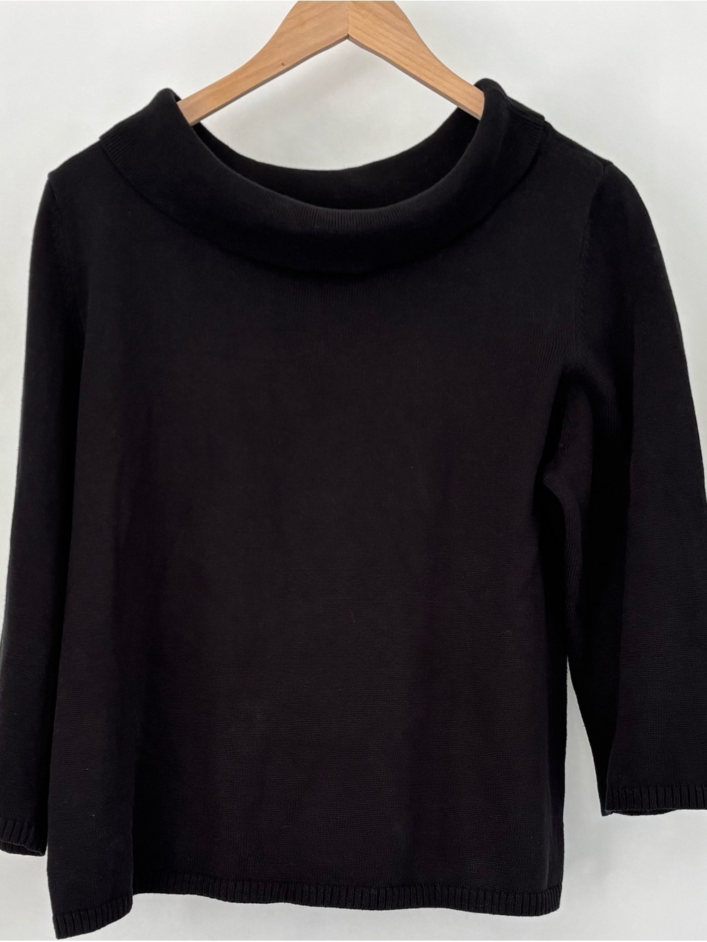 Rafaella Black,fold over neck, sweater, XL, 3/4 sleeves